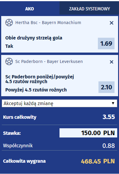 Kupon bez ryzyka na Bundesligę